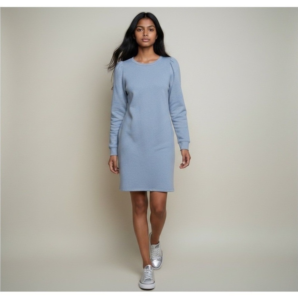 Loft Sweatshirt Dress Women 10P Blue‎ Heathered French Terry Elegant Whimsical